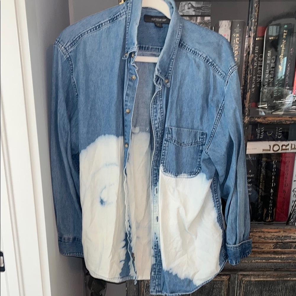 Blue and White Denim Shirt